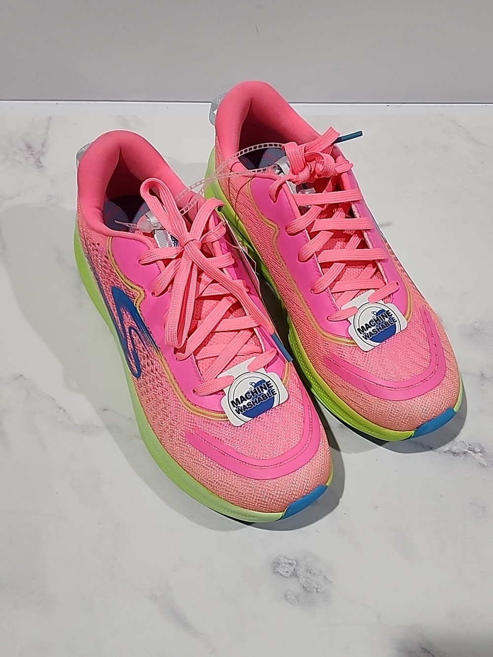 Skechers Air Cooled Goga Mat Pink and Green Sneakers Brand New